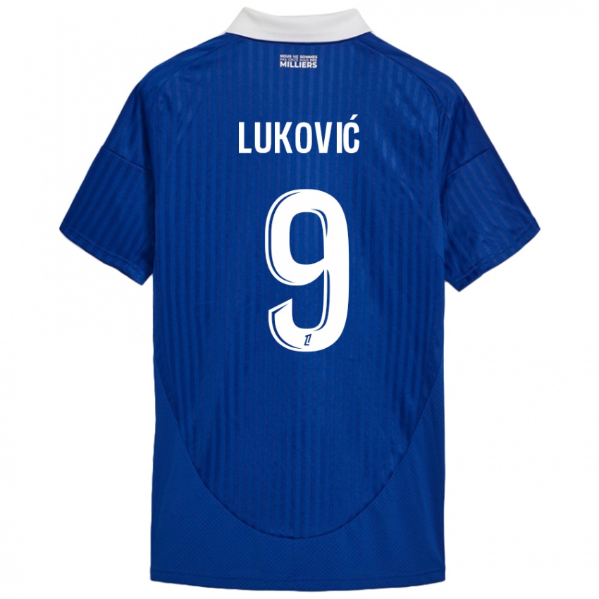 Kinder Milos Lukovic #9 Blau Weiß Heimtrikot Trikot 2024/25 T-Shirt