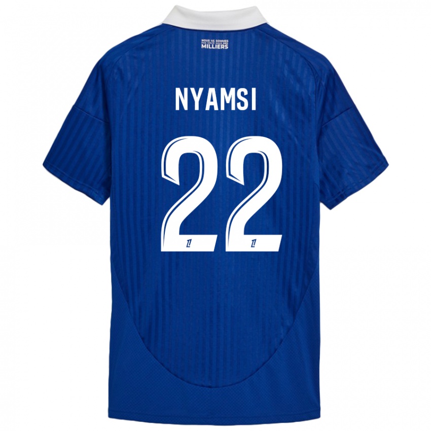 Kinder Gerzino Nyamsi #22 Blau Weiß Heimtrikot Trikot 2024/25 T-Shirt