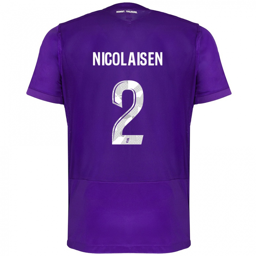 Kinder Rasmus Nicolaisen #2 Violett Weiß Heimtrikot Trikot 2024/25 T-Shirt