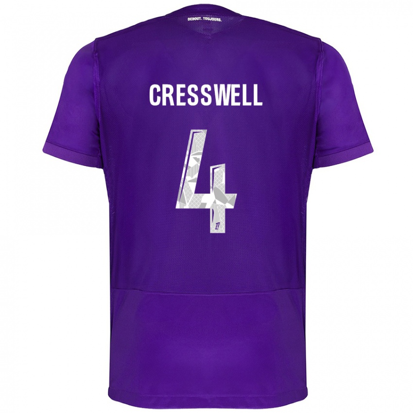 Kinder Charlie Cresswell #4 Violett Weiß Heimtrikot Trikot 2024/25 T-Shirt