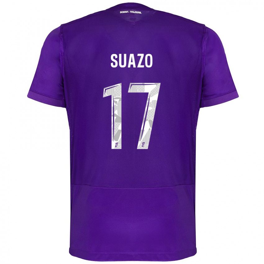 Kinder Gabriel Suazo #17 Violett Weiß Heimtrikot Trikot 2024/25 T-Shirt