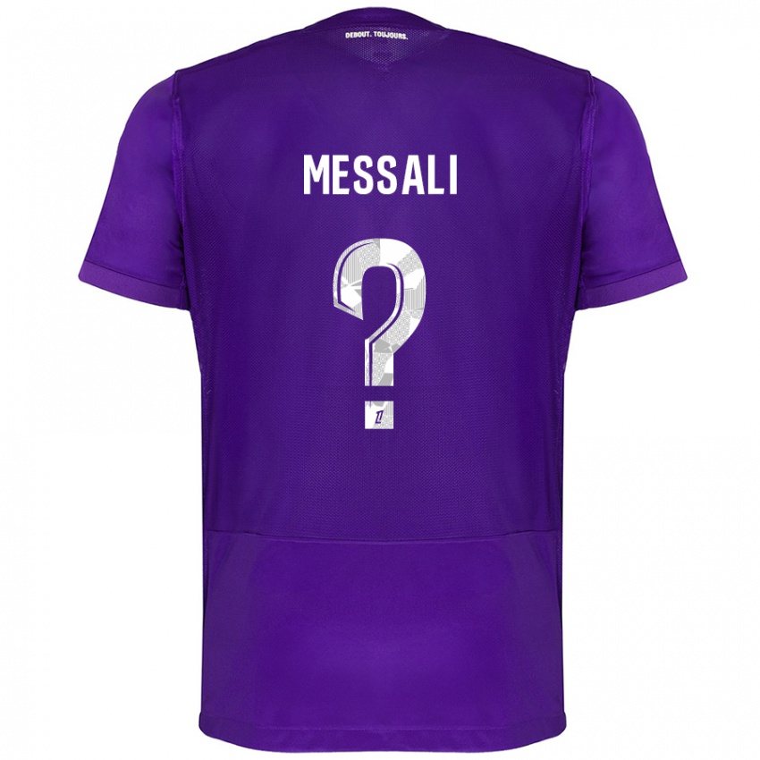 Kinder Rafik Messali #0 Violett Weiß Heimtrikot Trikot 2024/25 T-Shirt