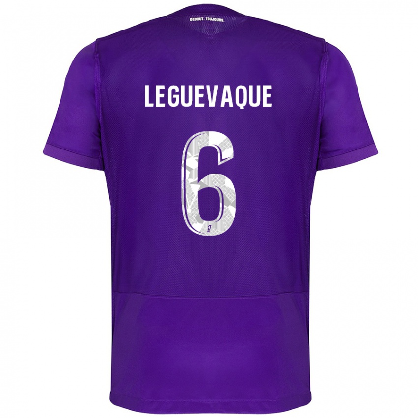 Kinder Laurie Leguevaque #6 Violett Weiß Heimtrikot Trikot 2024/25 T-Shirt