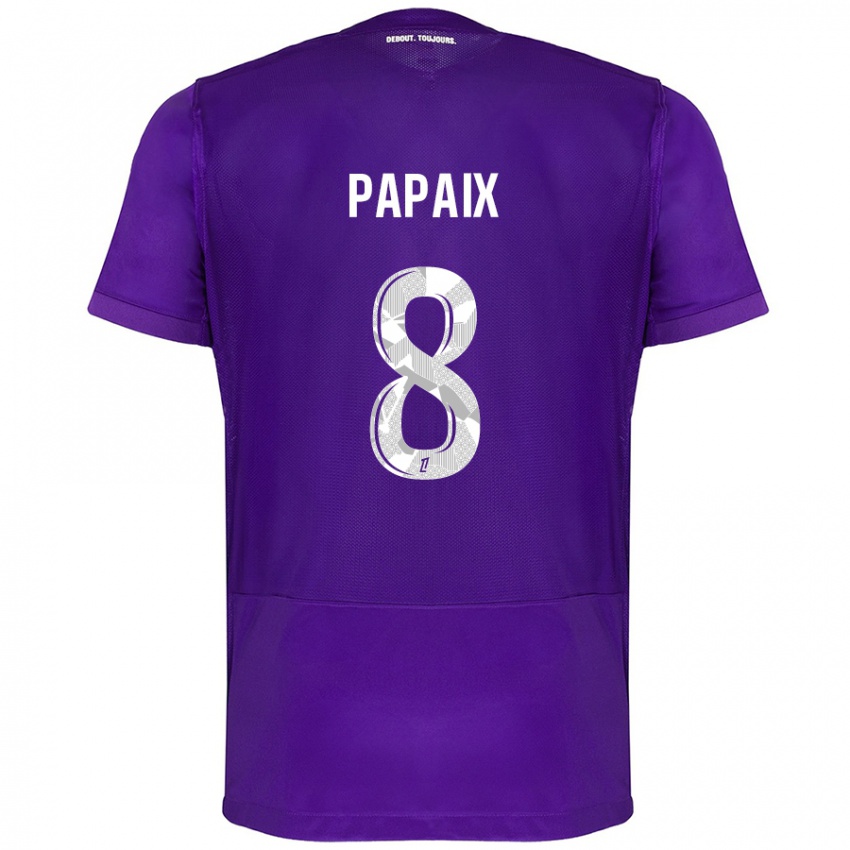 Kinder Pauline Papaix #8 Violett Weiß Heimtrikot Trikot 2024/25 T-Shirt