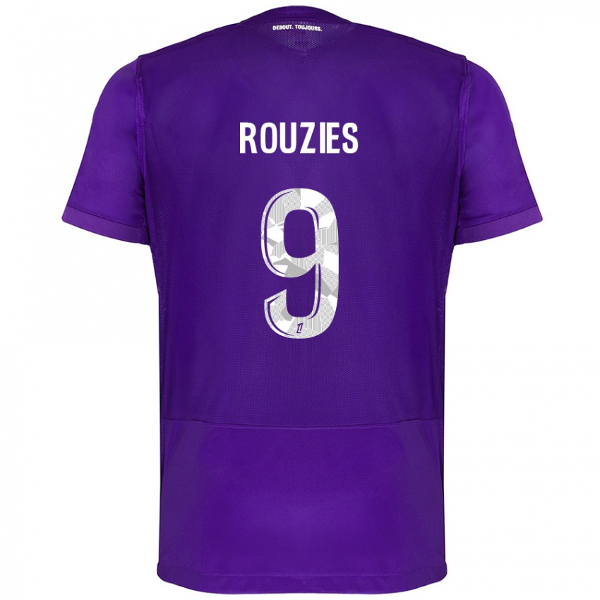 Kinder Manon Rouzies #9 Violett Weiß Heimtrikot Trikot 2024/25 T-Shirt