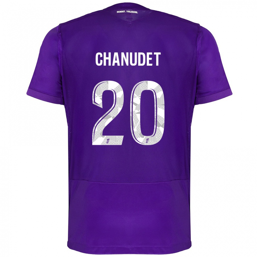 Kinder Coralie Chanudet #20 Violett Weiß Heimtrikot Trikot 2024/25 T-Shirt