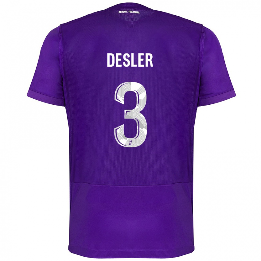 Kinder Mikkel Desler #3 Violett Weiß Heimtrikot Trikot 2024/25 T-Shirt