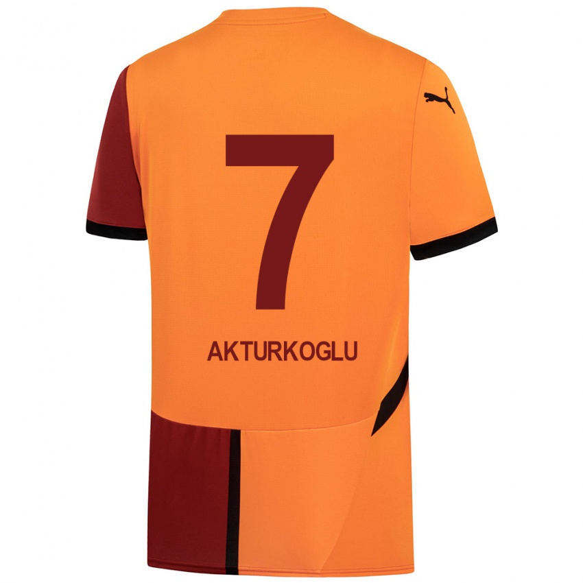 Kinder Kerem Aktürkoğlu #7 Gelb Rot Heimtrikot Trikot 2024/25 T-Shirt