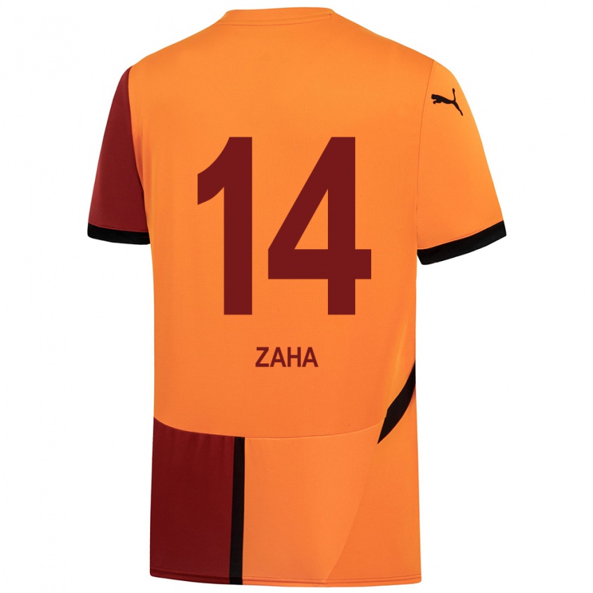 Kinder Wilfried Zaha #14 Gelb Rot Heimtrikot Trikot 2024/25 T-Shirt