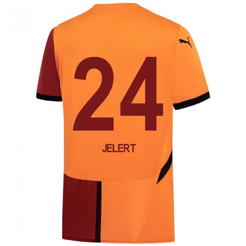 Kinder Elias Jelert #24 Gelb Rot Heimtrikot Trikot 2024/25 T-Shirt