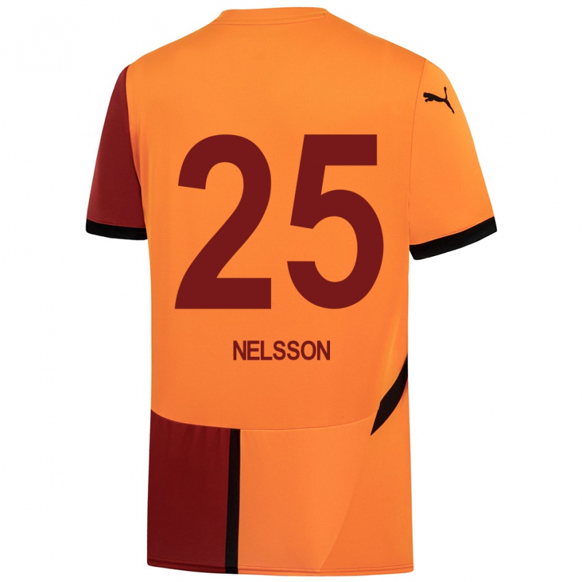 Kinder Victor Nelsson #25 Gelb Rot Heimtrikot Trikot 2024/25 T-Shirt