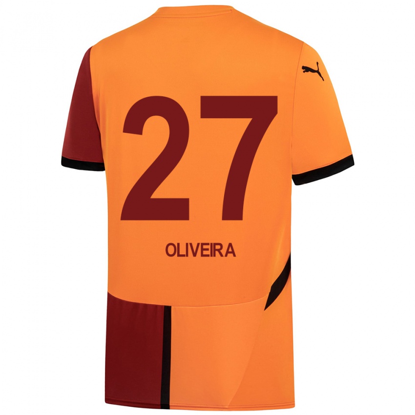 Kinder Sergio Oliveira #27 Gelb Rot Heimtrikot Trikot 2024/25 T-Shirt