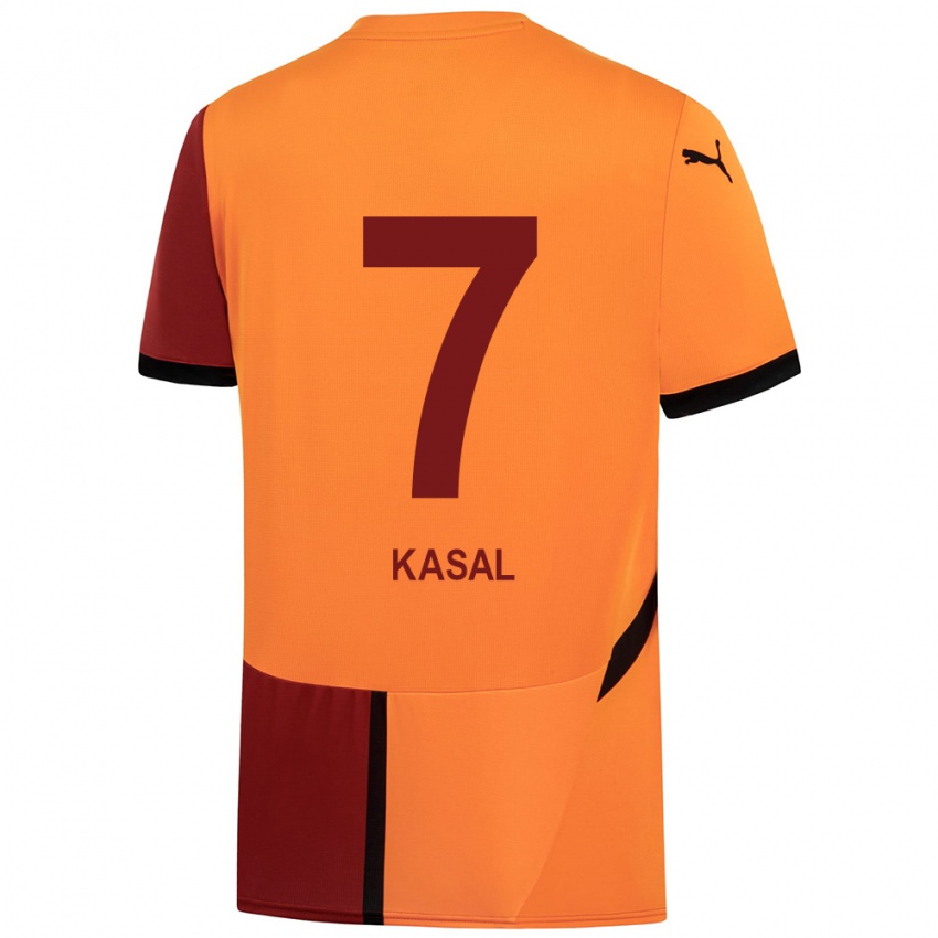 Kinder Yasin Kasal #7 Gelb Rot Heimtrikot Trikot 2024/25 T-Shirt