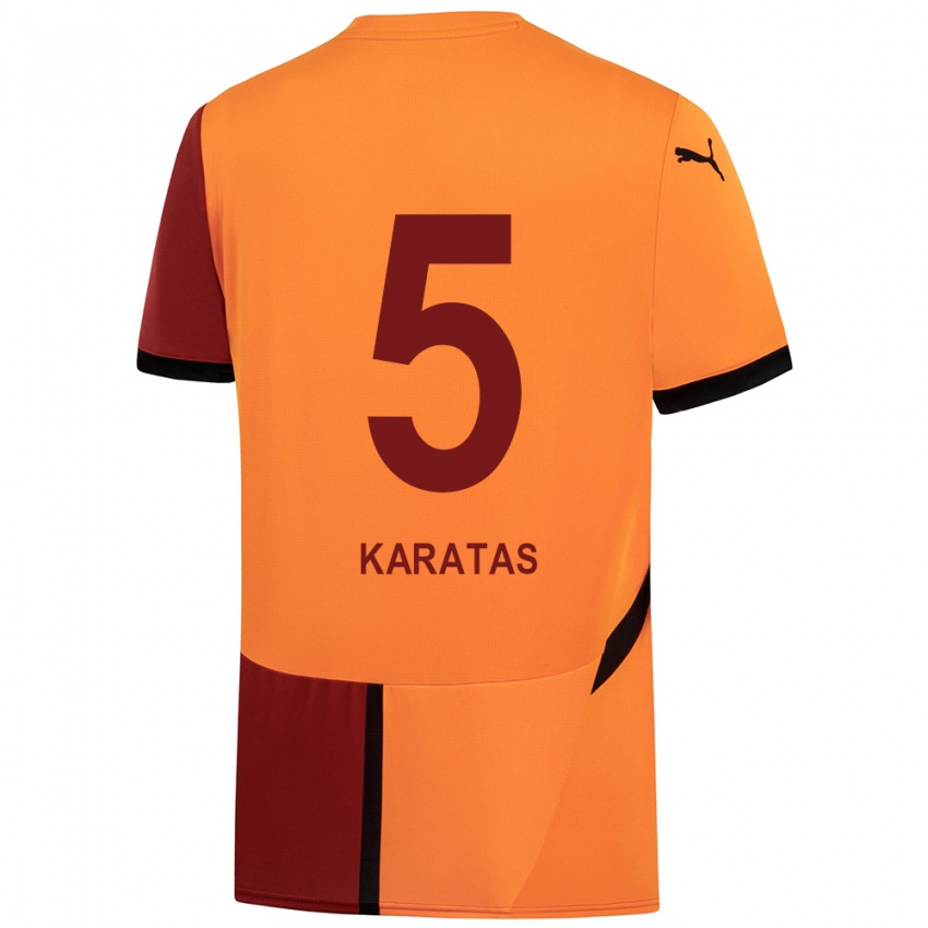 Kinder Eda Karataş #5 Gelb Rot Heimtrikot Trikot 2024/25 T-Shirt