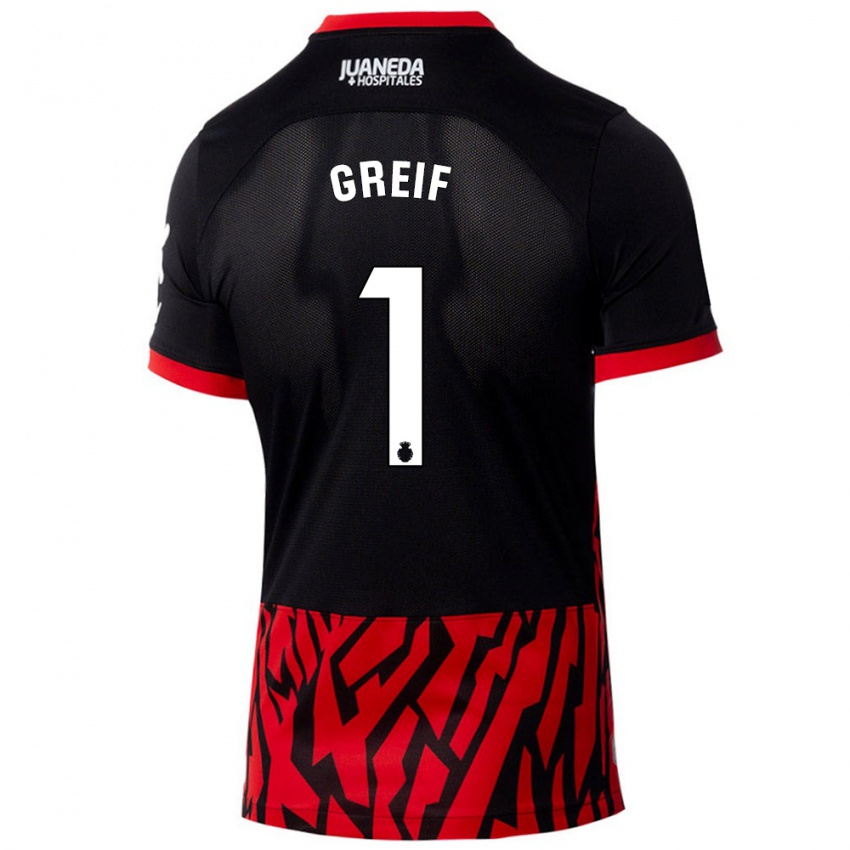 Kinder Dominik Greif #1 Schwarz Rot Heimtrikot Trikot 2024/25 T-Shirt