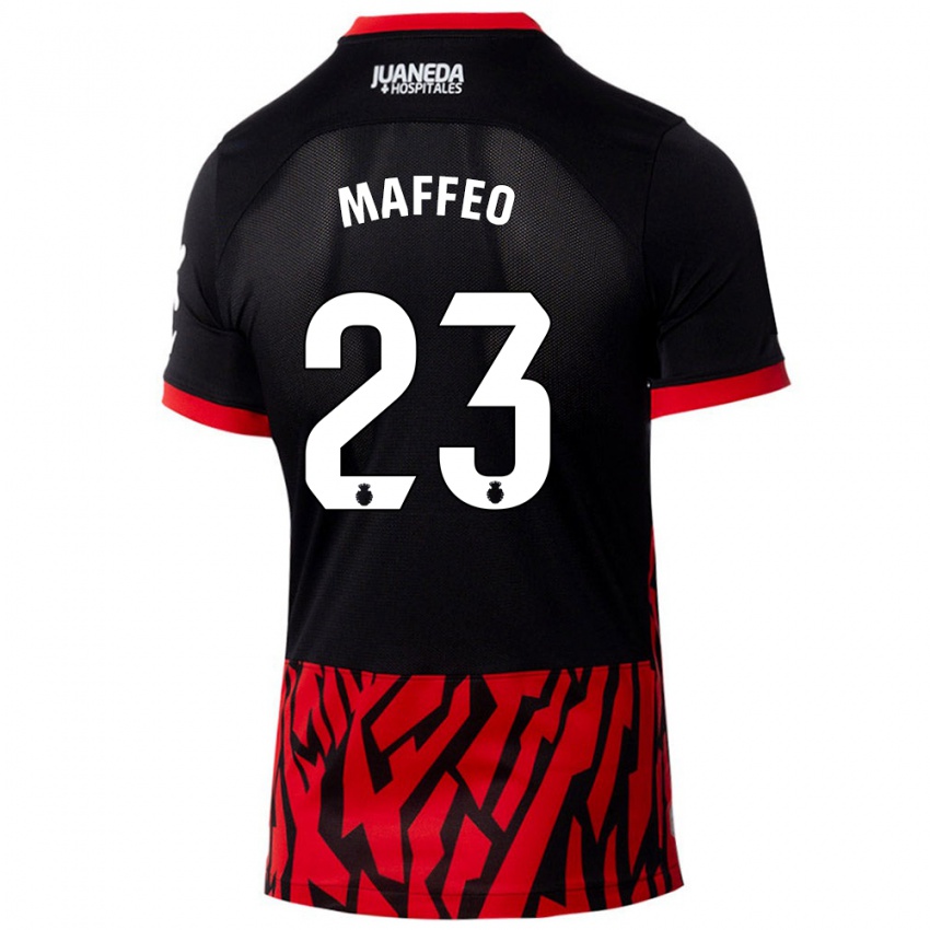 Kinder Pablo Maffeo #23 Schwarz Rot Heimtrikot Trikot 2024/25 T-Shirt