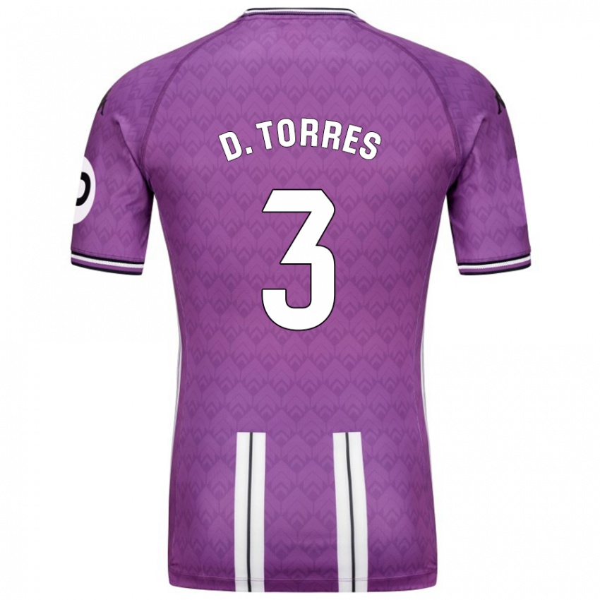 Kinder David Torres #3 Violett Weiß Heimtrikot Trikot 2024/25 T-Shirt