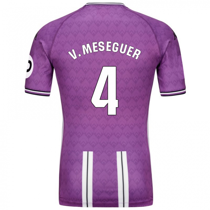 Kinder Víctor Meseguer #4 Violett Weiß Heimtrikot Trikot 2024/25 T-Shirt