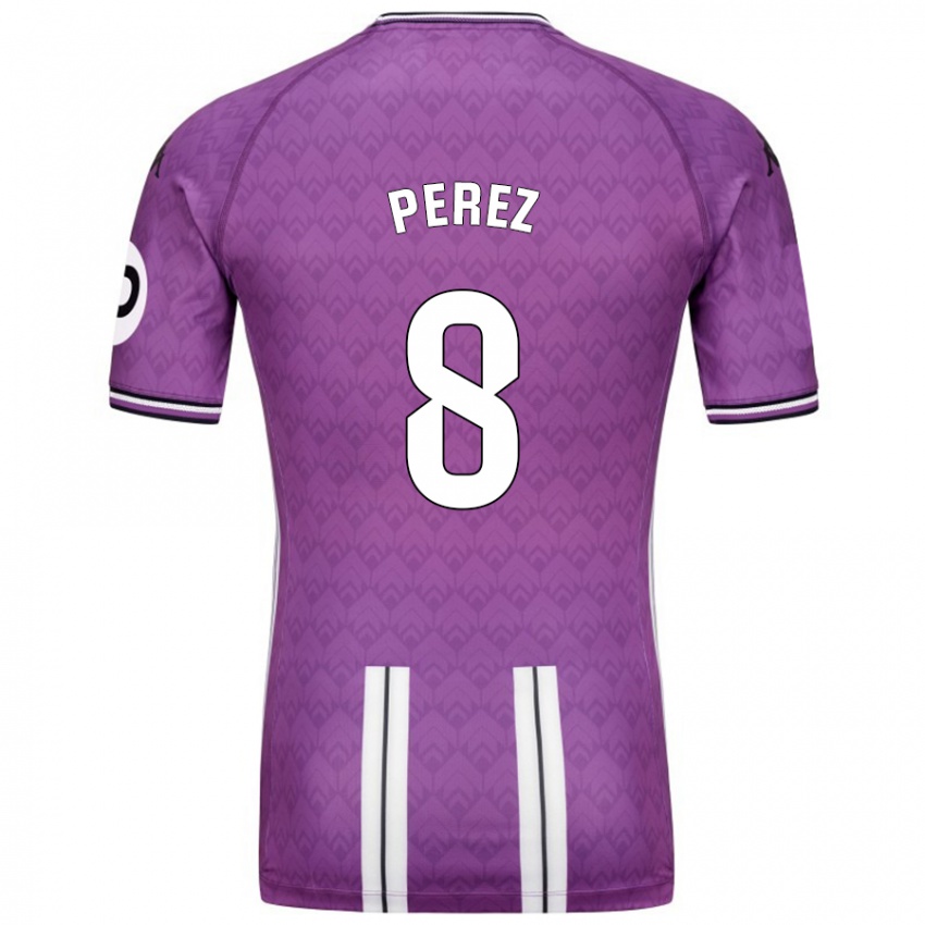 Kinder Kike Pérez #8 Violett Weiß Heimtrikot Trikot 2024/25 T-Shirt