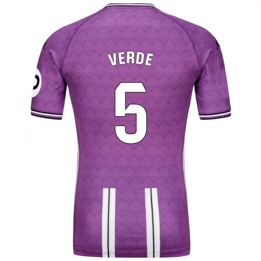 Kinder Adrián Verde #5 Violett Weiß Heimtrikot Trikot 2024/25 T-Shirt