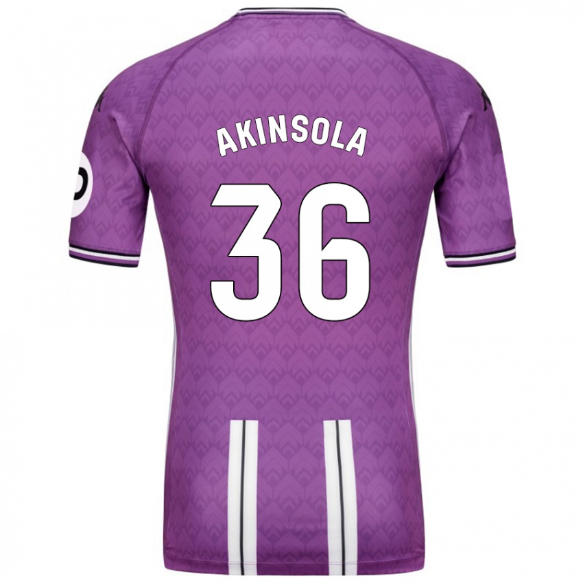 Kinder Tunde Akinsola #36 Violett Weiß Heimtrikot Trikot 2024/25 T-Shirt