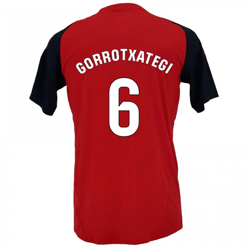 Kinder Jon Gorrotxategi #6 Rot Schwarz Heimtrikot Trikot 2024/25 T-Shirt