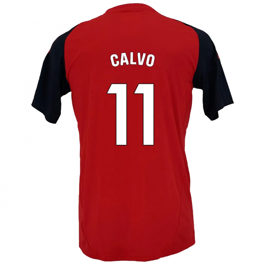 Kinder Álex Calvo #11 Rot Schwarz Heimtrikot Trikot 2024/25 T-Shirt