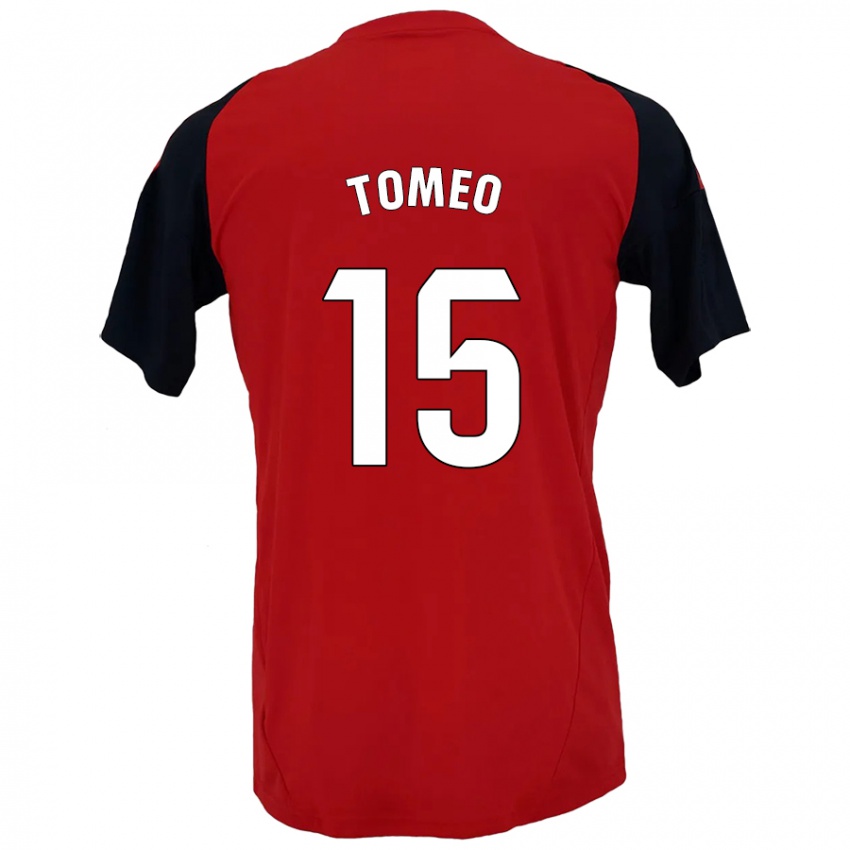 Kinder Pablo Tomeo #15 Rot Schwarz Heimtrikot Trikot 2024/25 T-Shirt