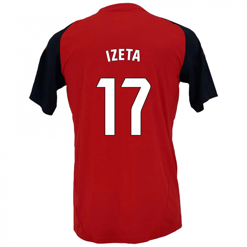 Kinder Urko Izeta #17 Rot Schwarz Heimtrikot Trikot 2024/25 T-Shirt