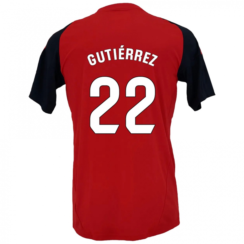 Kinder Juan Gutiérrez #22 Rot Schwarz Heimtrikot Trikot 2024/25 T-Shirt