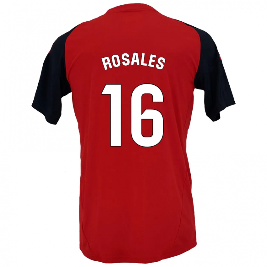 Kinder Diego Rosales #16 Rot Schwarz Heimtrikot Trikot 2024/25 T-Shirt