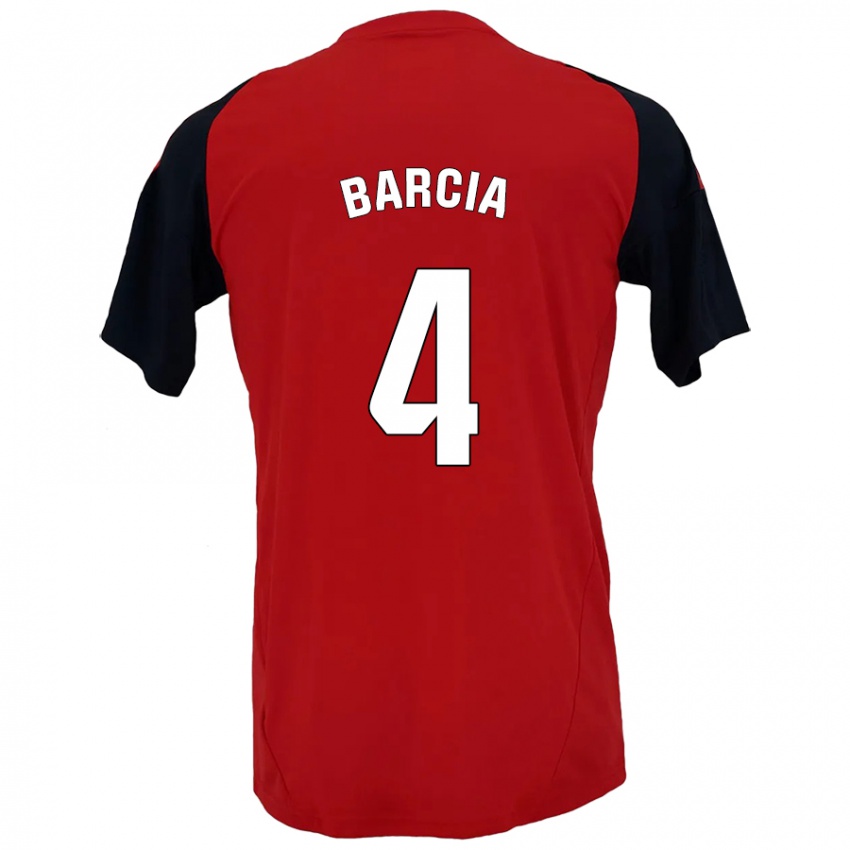 Kinder Sergio Barcia #4 Rot Schwarz Heimtrikot Trikot 2024/25 T-Shirt