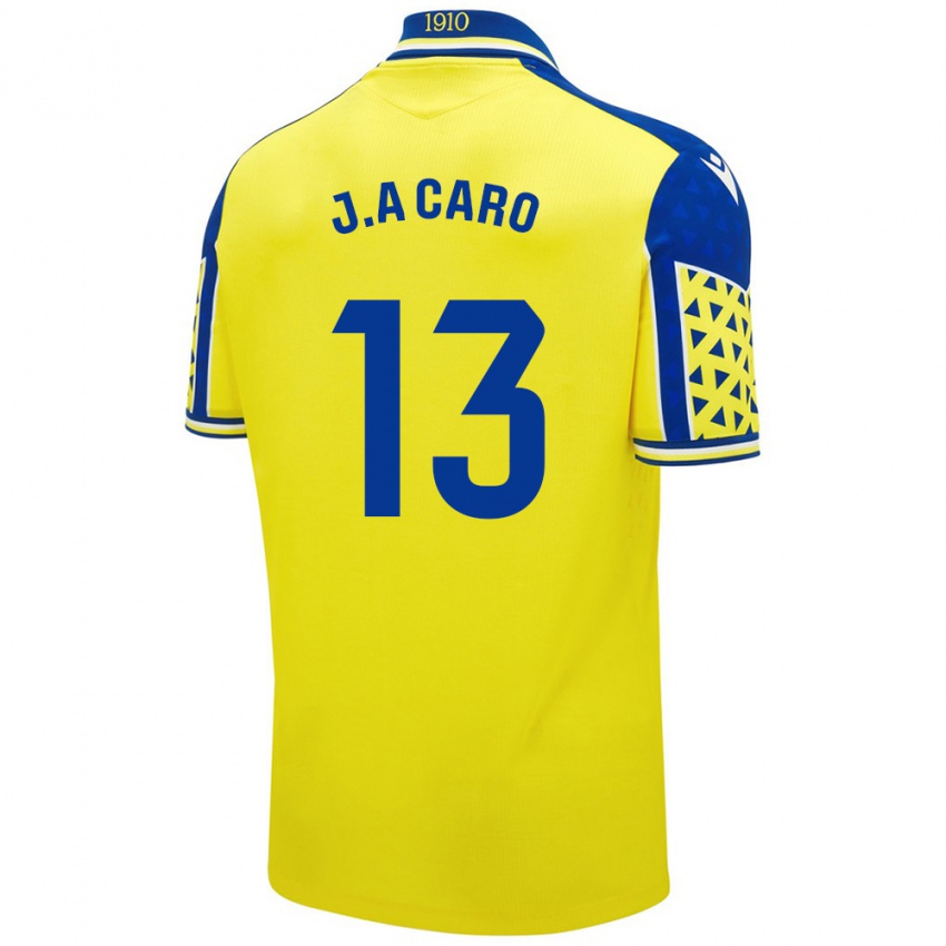 Kinder José Antonio Caro #13 Gelb Blau Heimtrikot Trikot 2024/25 T-Shirt