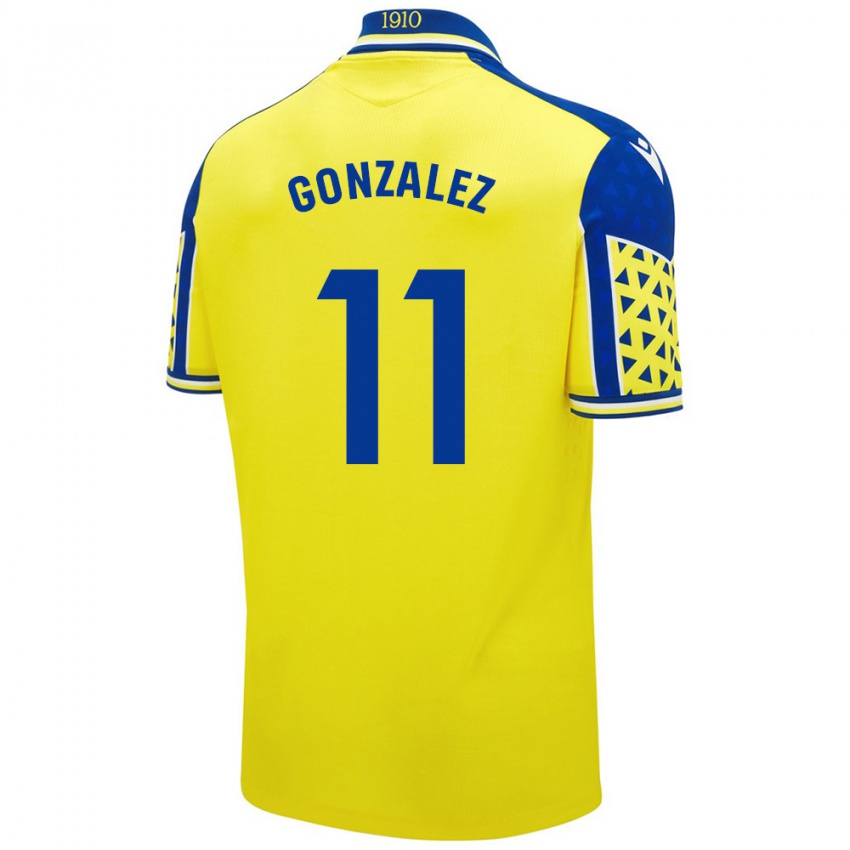 Kinder Chus González #11 Gelb Blau Heimtrikot Trikot 2024/25 T-Shirt