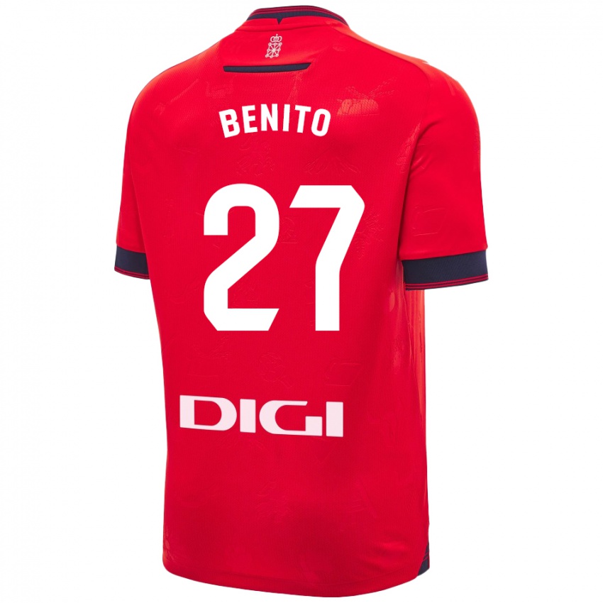 Kinder Iker Benito #27 Rot Weiß Heimtrikot Trikot 2024/25 T-Shirt