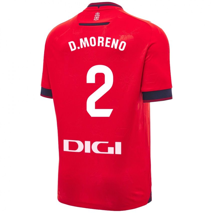 Kinder Diego Moreno #2 Rot Weiß Heimtrikot Trikot 2024/25 T-Shirt