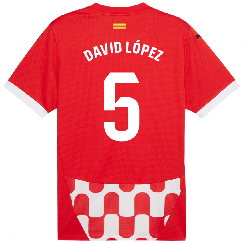 Kinder David López #5 Rot Weiß Heimtrikot Trikot 2024/25 T-Shirt