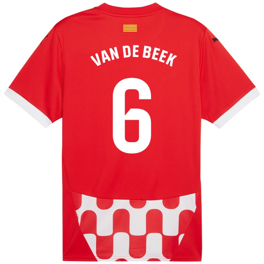 Kinder Donny Van De Beek #6 Rot Weiß Heimtrikot Trikot 2024/25 T-Shirt