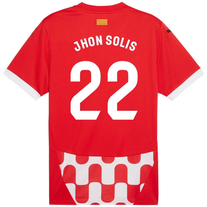 Kinder Jhon Solís #22 Rot Weiß Heimtrikot Trikot 2024/25 T-Shirt