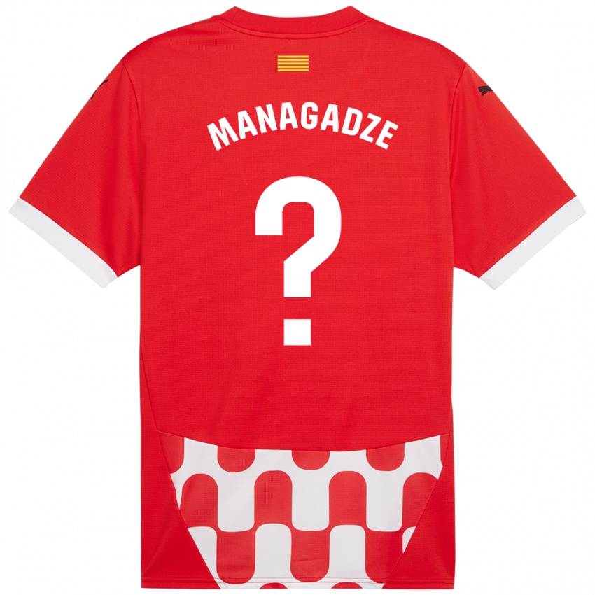 Kinder Luka Managadze #0 Rot Weiß Heimtrikot Trikot 2024/25 T-Shirt