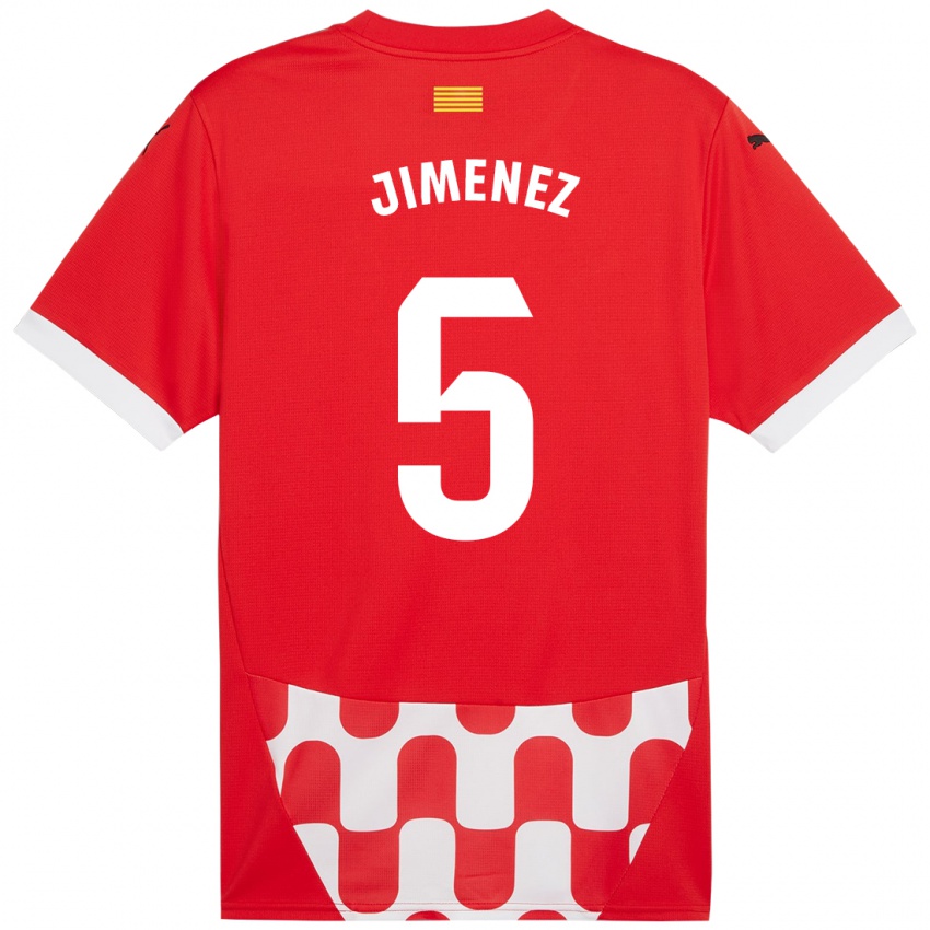 Kinder Ángela Jiménez #5 Rot Weiß Heimtrikot Trikot 2024/25 T-Shirt