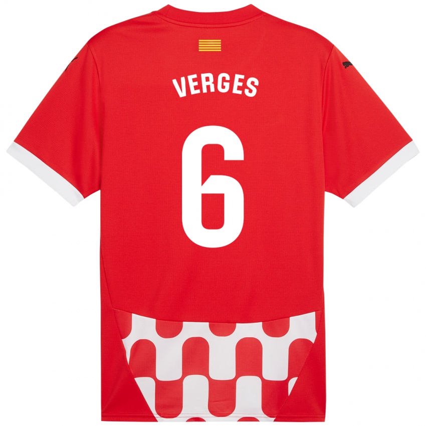 Kinder Mar Vergés #6 Rot Weiß Heimtrikot Trikot 2024/25 T-Shirt