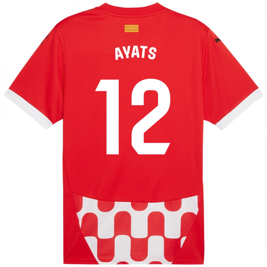 Kinder Mònica Ayats #12 Rot Weiß Heimtrikot Trikot 2024/25 T-Shirt