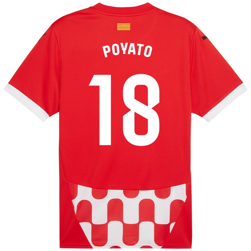 Kinder Marina Poyato #18 Rot Weiß Heimtrikot Trikot 2024/25 T-Shirt