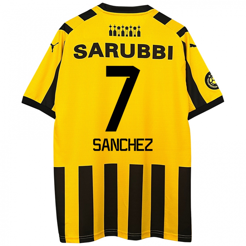 Kinder Carlos Sánchez #7 Gelb Schwarz Heimtrikot Trikot 2024/25 T-Shirt