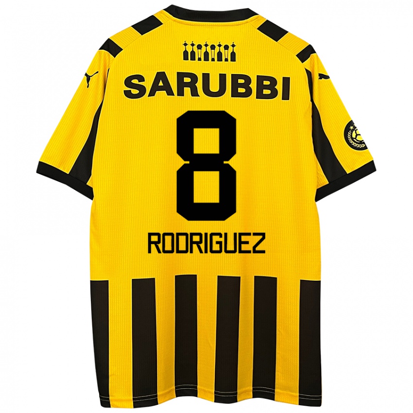 Kinder Sebastián Rodríguez #8 Gelb Schwarz Heimtrikot Trikot 2024/25 T-Shirt