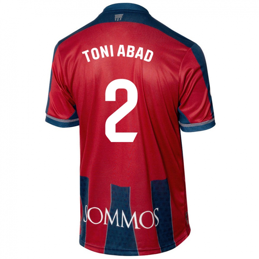 Kinder Toni Abad #2 Rot Blau Heimtrikot Trikot 2024/25 T-Shirt