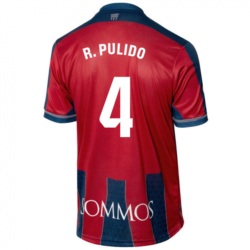 Kinder Rubén Pulido #4 Rot Blau Heimtrikot Trikot 2024/25 T-Shirt