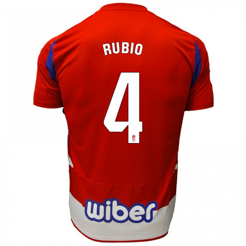 Kinder Miguel Rubio #4 Rot Weiß Blau Heimtrikot Trikot 2024/25 T-Shirt