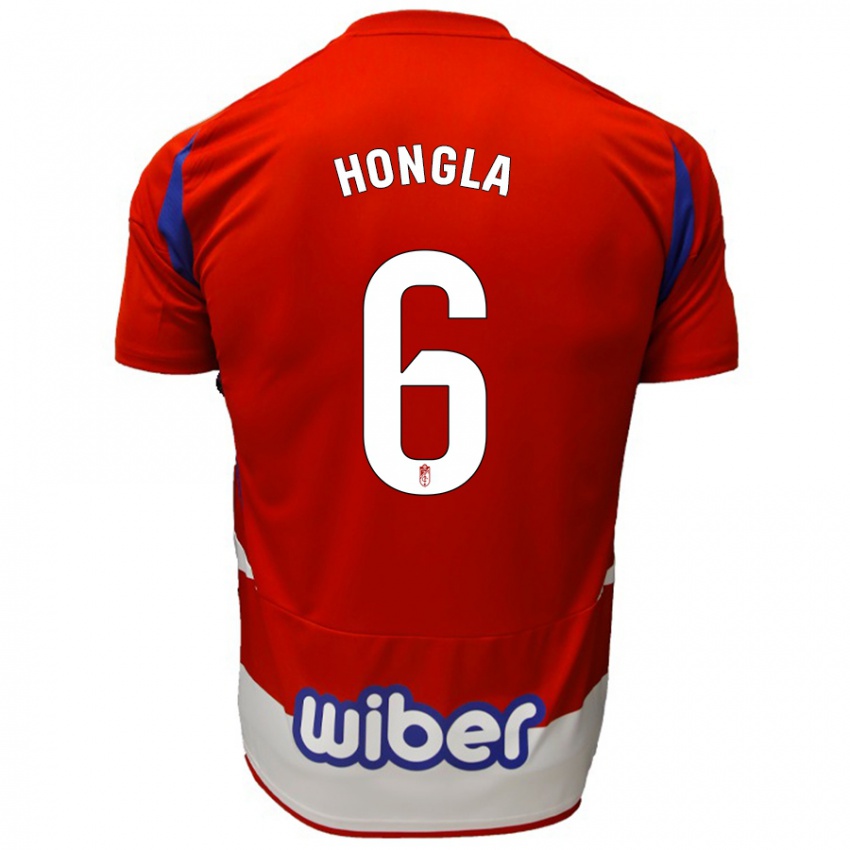 Kinder Martin Hongla #6 Rot Weiß Blau Heimtrikot Trikot 2024/25 T-Shirt